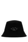 Valentino Garavani Black Felt Bucket Hat In Black