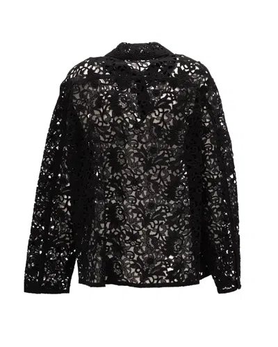 Valentino Garavani Floral Lace Blouse In Black