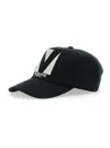 Valentino Garavani Black Hat With Logo On The Front In Cotton Man In Multicolor