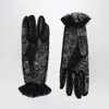 Valentino Garavani Lace Vlogo Signature Gloves In Black