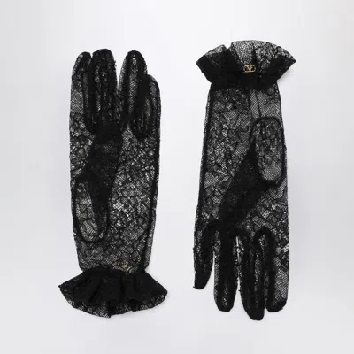 Valentino Garavani Black Lace Vlogo Signature Gloves