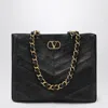 Valentino Garavani  Garavani Laseine Shopping Bag In Nappa Leather With A Chevron Pattern W In Black