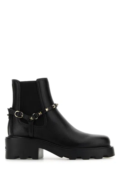 VALENTINO GARAVANI VALENTINO GARAVANI BLACK LEATHER ANKLE BOOTS
