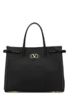Valentino Garavani Leather Medium Antibes Shopping Bag With 2 Handles In Black