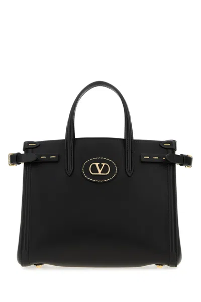 Valentino Garavani Black Leather Antibes Shopping Bag