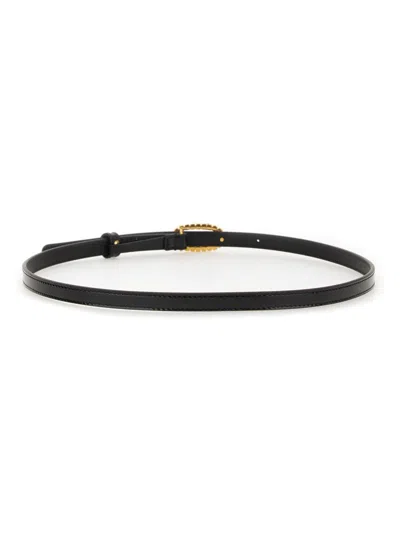 Valentino Garavani Black Leather Belts In White