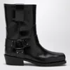 Valentino Black Leather Biker Rockstud Ankle Boots In Black