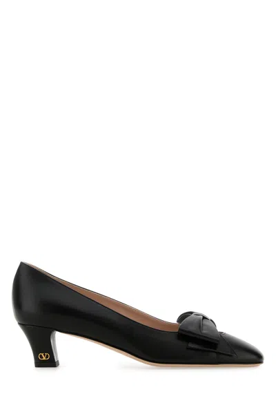 VALENTINO GARAVANI VALENTINO GARAVANI BLACK LEATHER BOWOW PUMPS