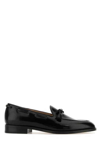 Valentino Garavani Black Leather Bowshire Loafers