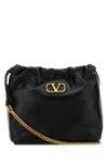 Valentino Leather Bucket Bag With Gold-tone Chain Strap In Black