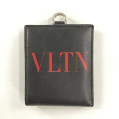 Pre-owned Valentino Garavani Black Leather Chain/shoulder Wallet ()