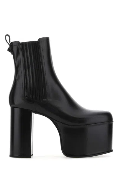 VALENTINO GARAVANI VALENTINO GARAVANI BLACK LEATHER CLUB ANKLE BOOTS