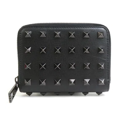 Pre-owned Valentino Garavani Black Leather Coin Purse/coin Case ()