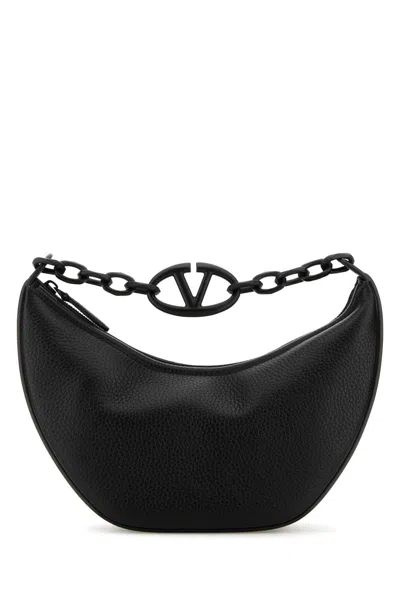 Valentino Garavani Embellished Leather Hobo V Logo Moon Handbag In Black