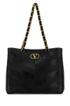 Valentino Garavani Laseine Shopping Bag In Nappa Leather With A Chevron Pattern For Woman In Black