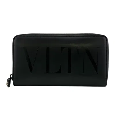Pre-owned Valentino Garavani Black Leather Long Wallet (bi-fold) ()
