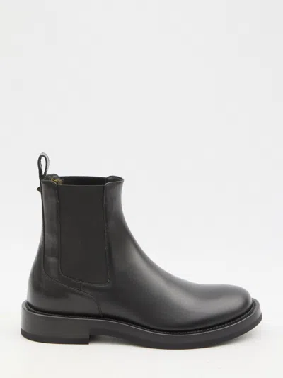 Valentino Garavani Black Leather Rockstud Ankle Boots