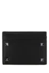 Valentino Garavani Black Leather Rockstud Card Holder