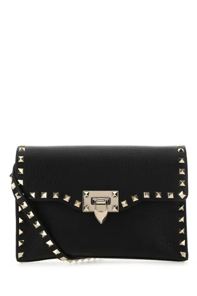 Valentino Garavani Black Leather Rockstud Crossbody Bag