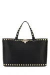 Valentino Borsa A Mano Rockstud In Pelle Nera  Donna In Black