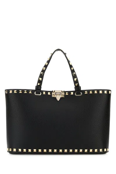 VALENTINO GARAVANI BORSA A MANO ROCKSTUD IN PELLE NERA  DONNA