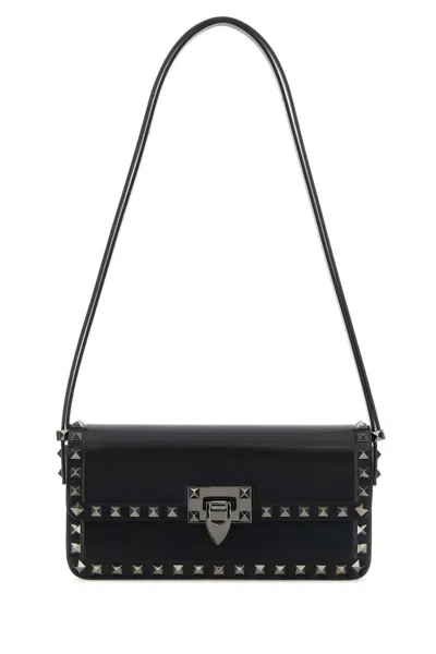 Valentino Garavani Black Leather Rockstud Shoulder Bag