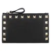 Valentino Rockstud Zipper Coin Card Holder In Black