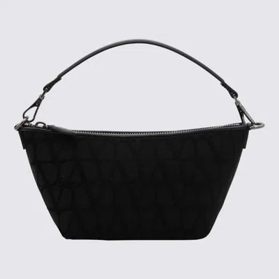 Valentino Garavani Black Leather Toile Iconographe Shoulder Bag
