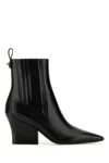 Valentino Garavani Black Leather Vlogo Lockette Ankle Boots In Black