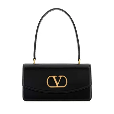VALENTINO GARAVANI VALENTINO GARAVANI BLACK LEATHER VAIN SHOULDER BAG