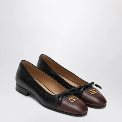 Valentino Garavani Black Leather Valet Du Roi Ballerinas In Multi