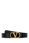 Valentino Brown Leather Vlogo Belt In Black