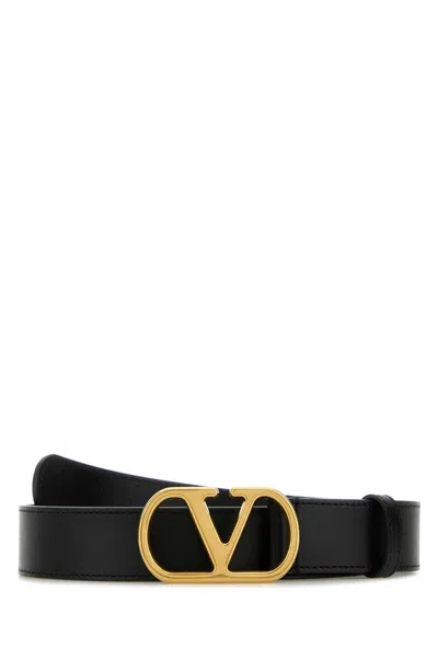 VALENTINO GARAVANI VALENTINO GARAVANI BLACK LEATHER VLOGO BELT