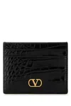 Valentino Portacarte Vlogo In Pelle Nera Donna