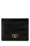 Valentino Portacarte Vlogo In Pelle Nera Donna In Black