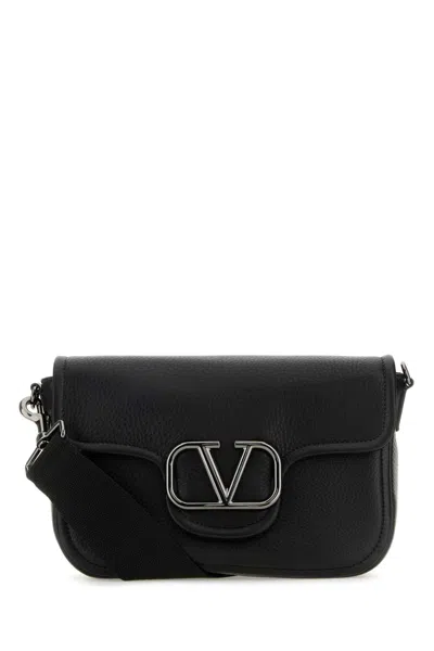 Valentino Garavani Black Leather Vlogo Crossbody Bag