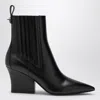 Valentino Garavani Black Leather Vlogo Lockette Ankle Boots In Black