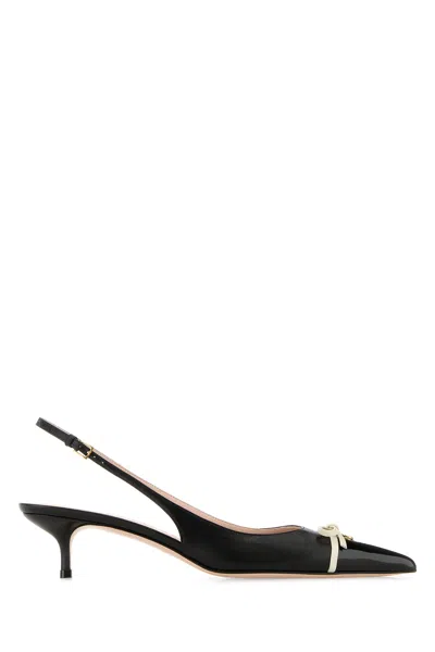 Valentino Garavani Black Leather Vlogo Pumps In Multi