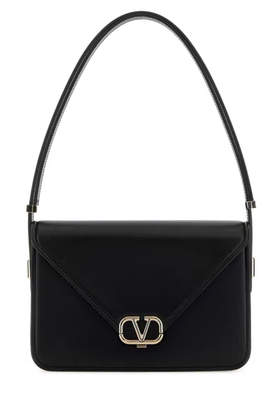 Valentino Garavani Black Leather Vlogo Shoulder Bag