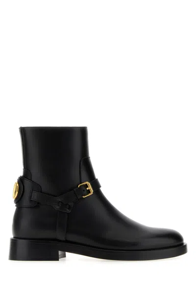 VALENTINO GARAVANI VALENTINO GARAVANI BLACK LEATHER VLOGO SIGNATURE ANKLE BOOTS