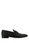 Valentino Logo-embellished Full-grain Leather Loafers In Black