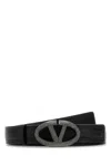 Valentino Leather Belt With Adjustable Length And Embellished Buckle