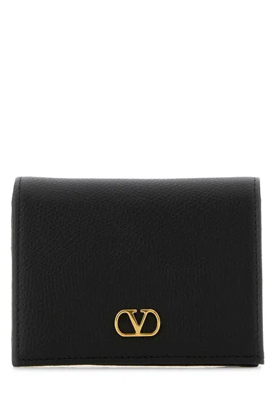 Valentino Garavani Black Leather Vlogo Wallet Mini