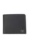 Valentino Vlogo Signature Billfold Black Leather Wallet In Black