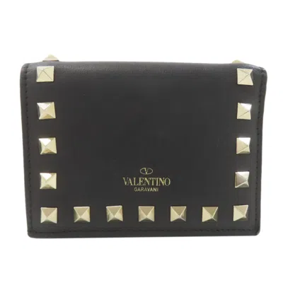 Pre-owned Valentino Garavani Black Leather Wallet (bi-fold) ()