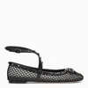 VALENTINO GARAVANI VALENTINO GARAVANI BLACK MESH ROCKSTUD BALLERINA WOMEN