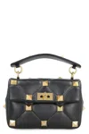 Valentino Roman Stud Medium Quilted Chain Shoulder Bag In Black