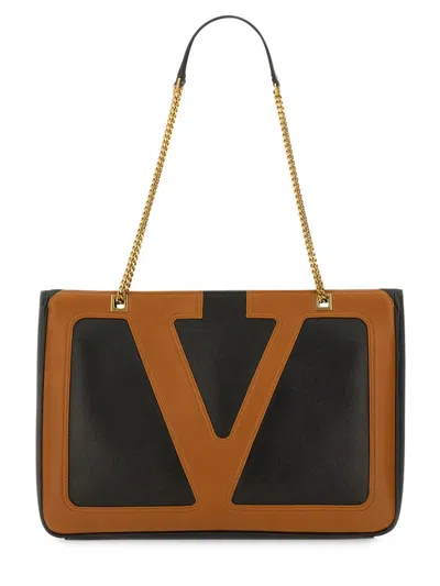 Valentino Garavani Black Nappa Leather Medium Viva Superstar Shopping Bag