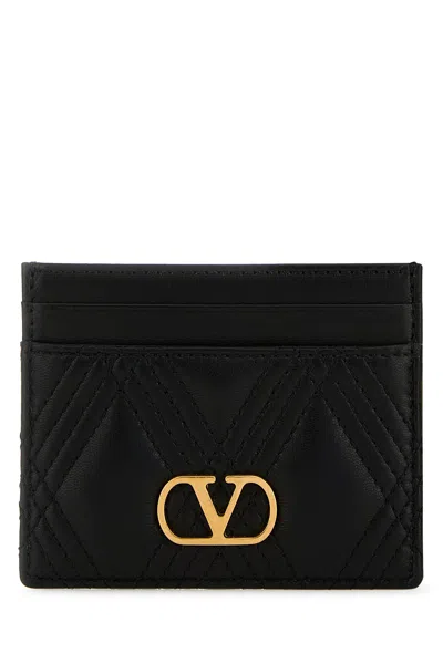 Valentino Garavani Black Nappa Leather Quiltie 67 Card Holder
