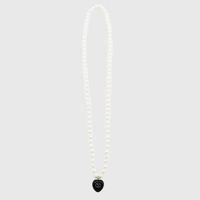Valentino Garavani Black Necklace In White